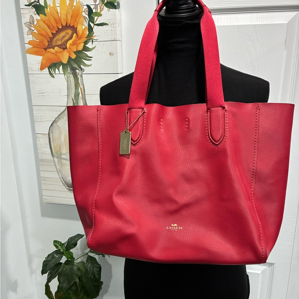 Coach Vibrant Red Leather Derby Tote